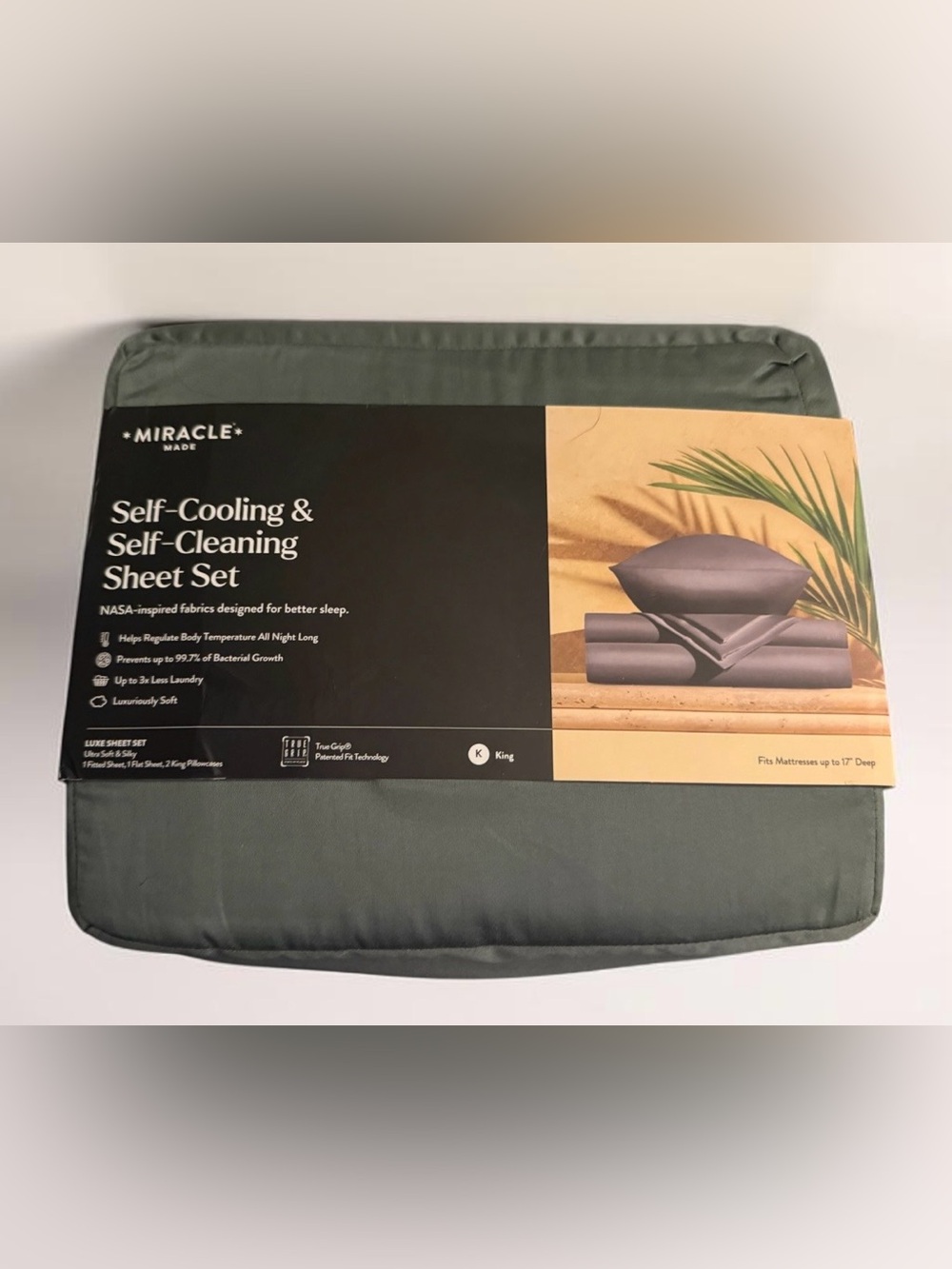 Miracle Olive Green Self-Cooling & Self-Cleaning Sheet Set